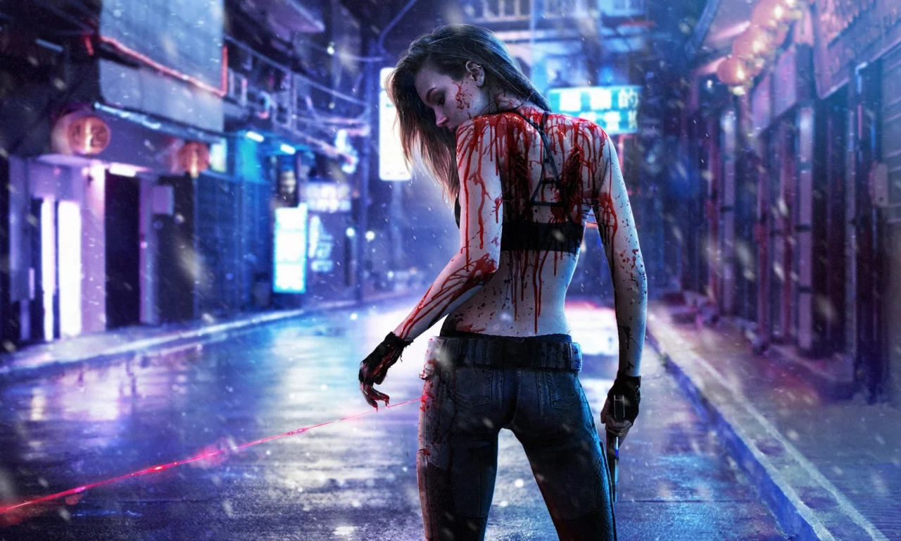 game, cyberpunk, cyberpunk 2077, girl, dark, blood