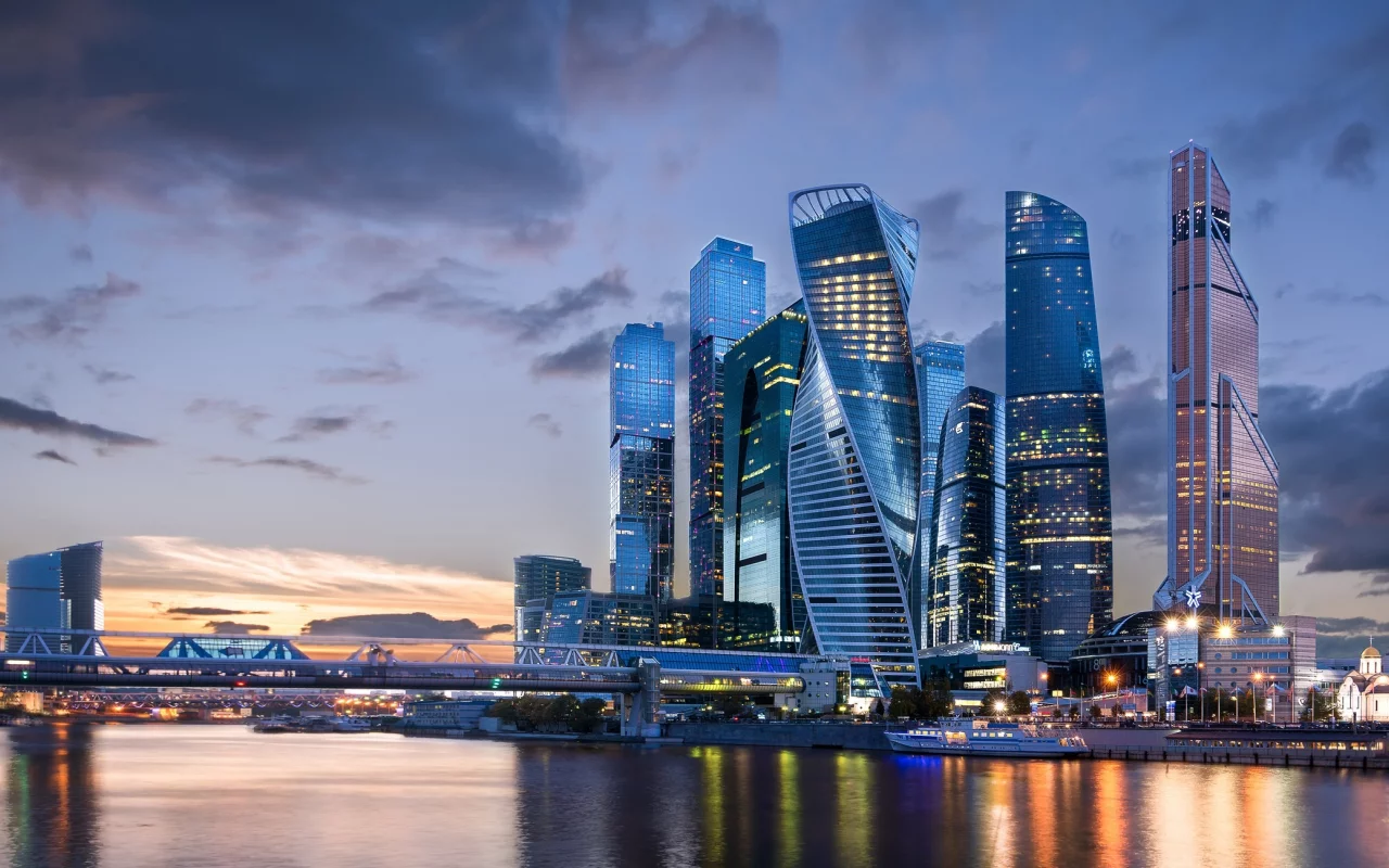 москва сити, ночь