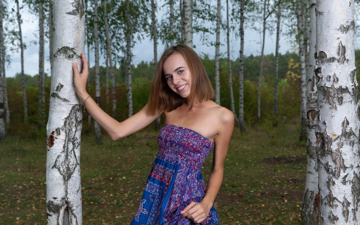 девушка, взгляд, лес, красивая