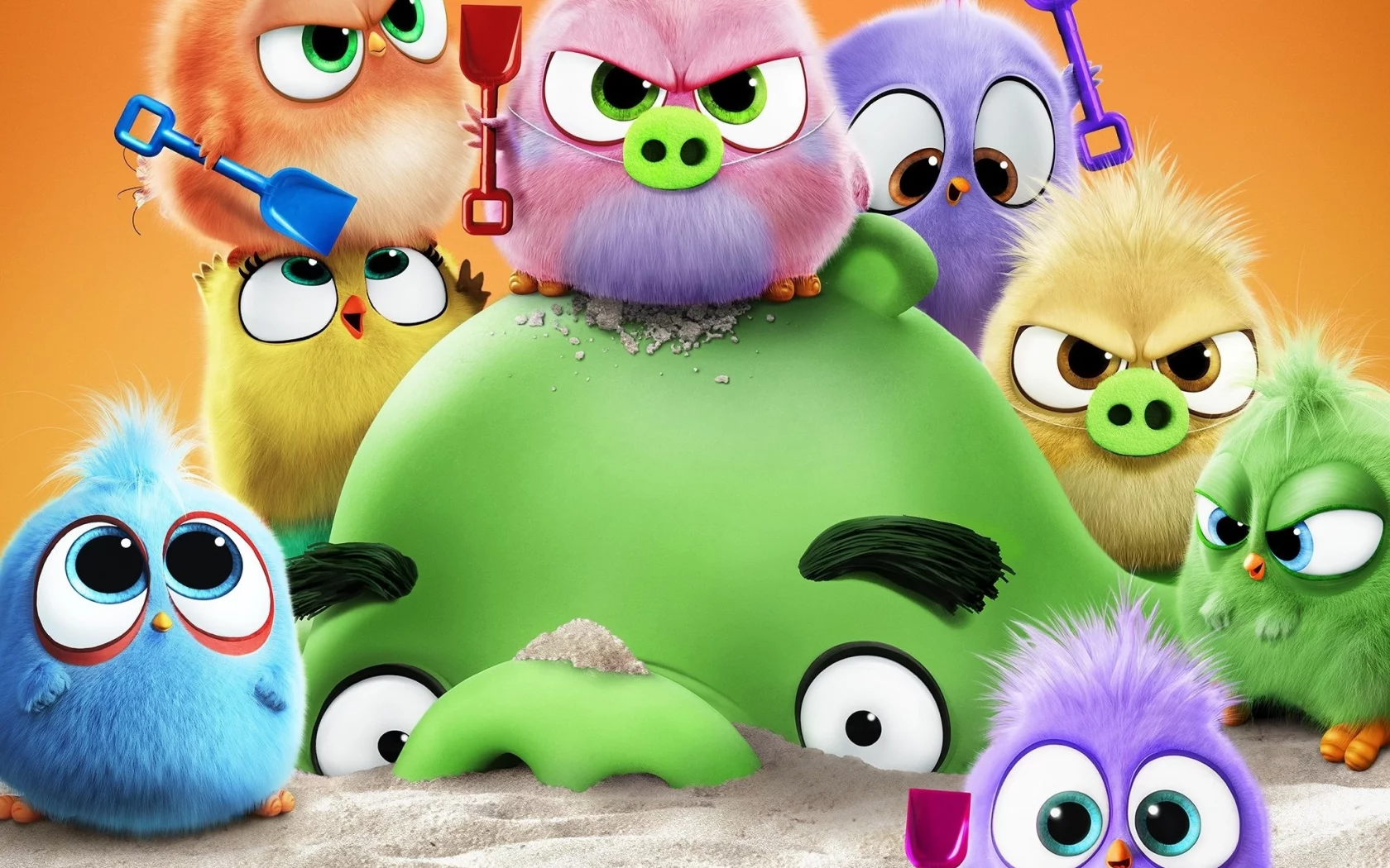 the angry birds movie 2, свинка, птички, птенцы, песок