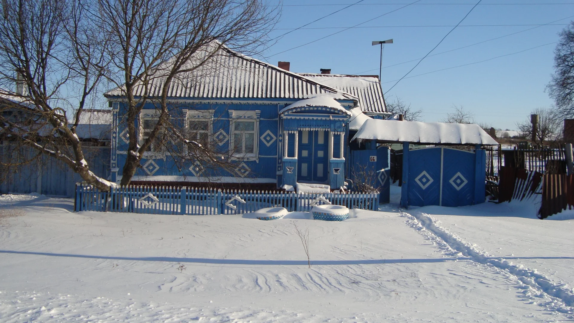 зима, снег, дом