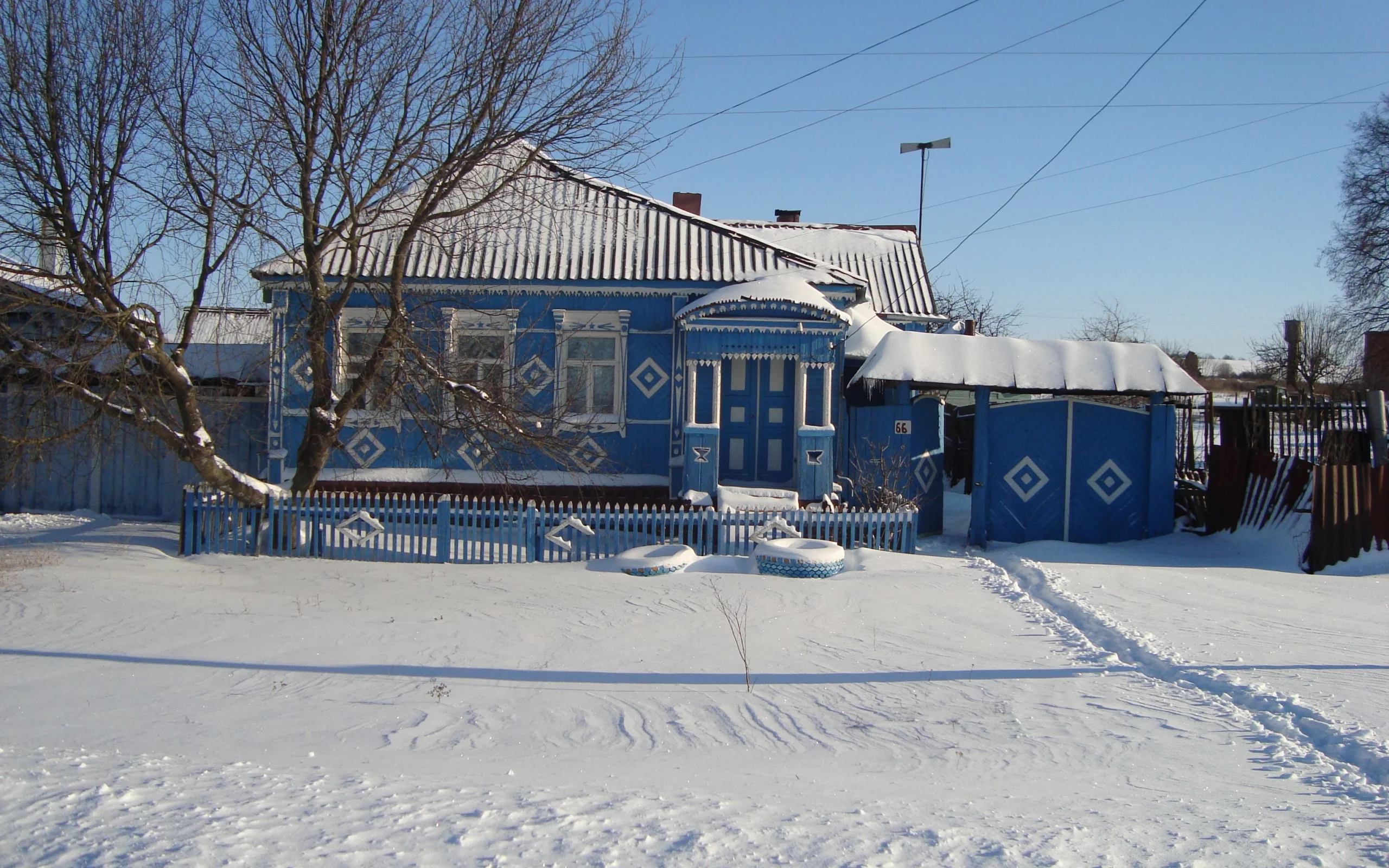 зима, снег, дом
