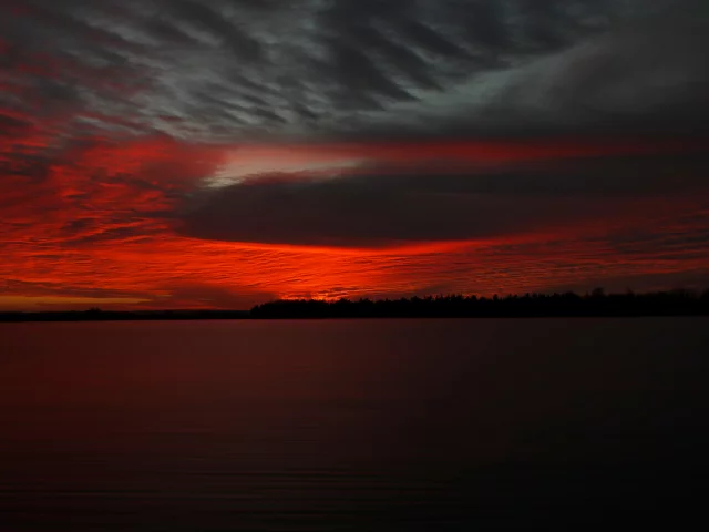 зарево, вечер, озеро