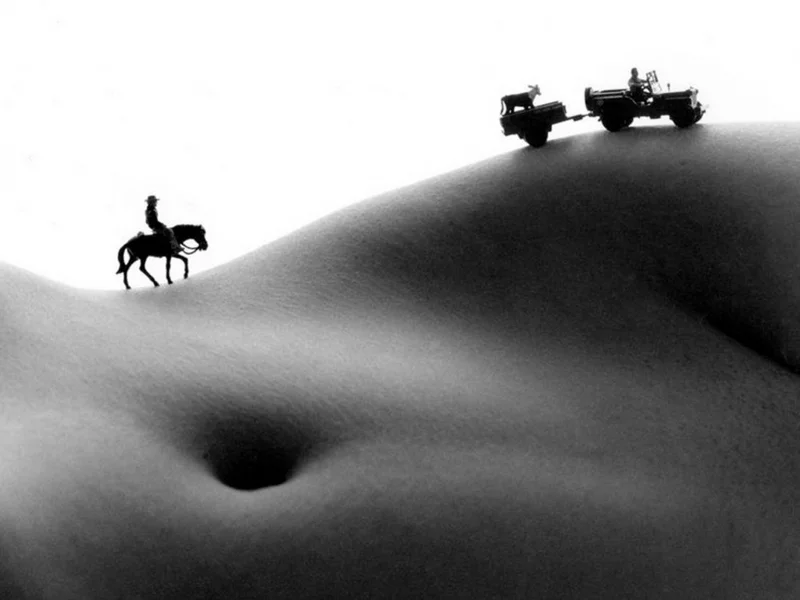 bodyscapes, арт, искусство, винтаж, девушка, секси, тело, голая, модель, красивая, животик, фигура, крупно, поза, пупок, машина, лошадь, корова