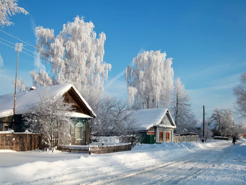 зима, снег