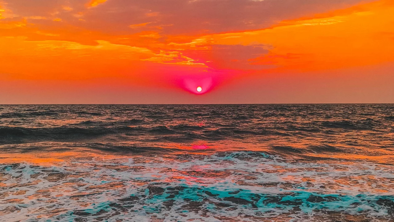 море, закат, солнце