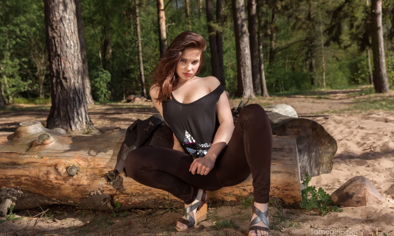 девушка, милая, симпатичная, лес, природа