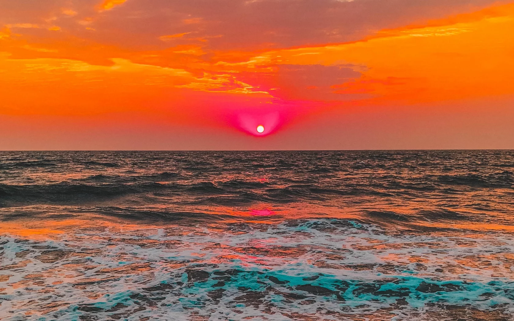 море, закат, солнце
