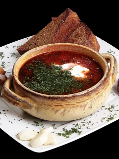 борщ, сало, хлеб