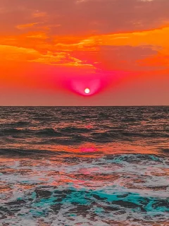 море, закат, солнце
