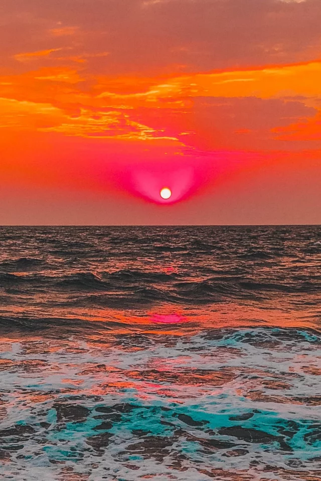 море, закат, солнце