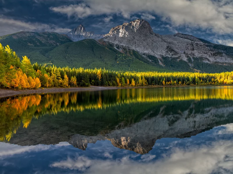 пейзаж, горы, лес, озеро