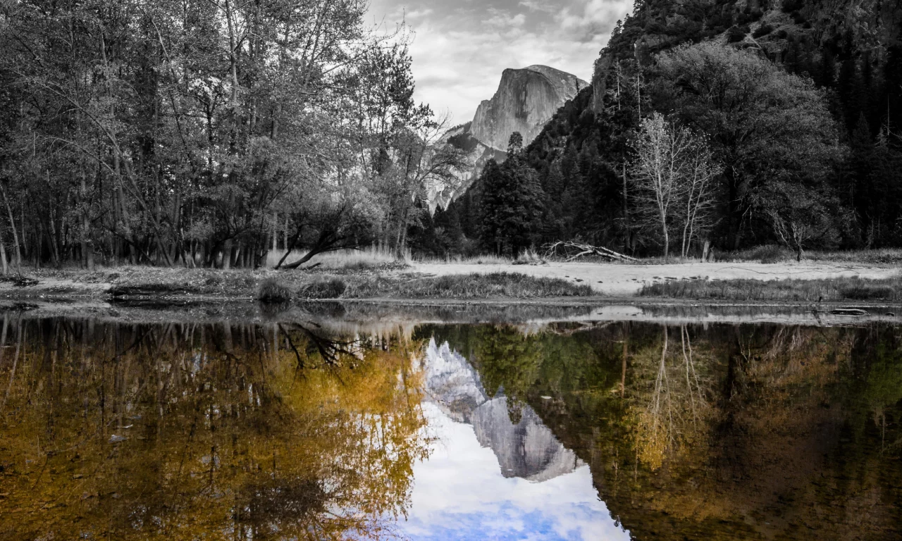 вода, горы, отражение