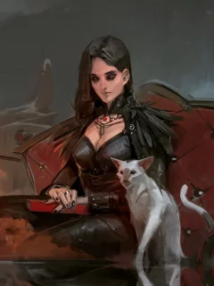 девушка, котёнок