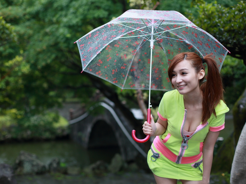 девушка, зонт, красивая