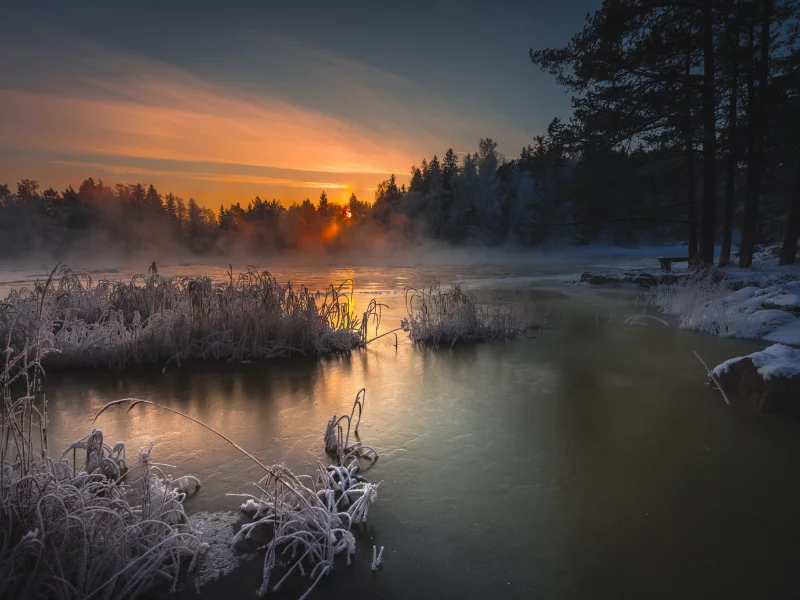 вода, заря