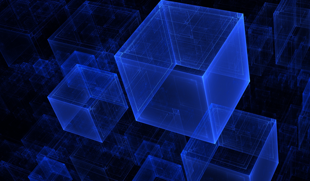 абстракция, куб, синий