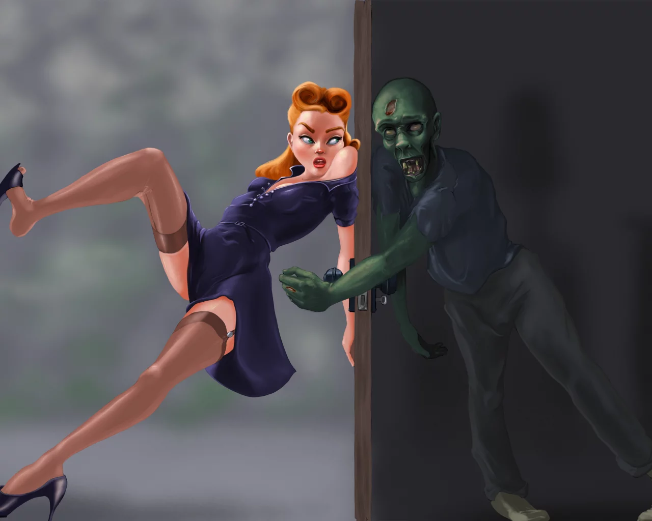 девушка, зомби