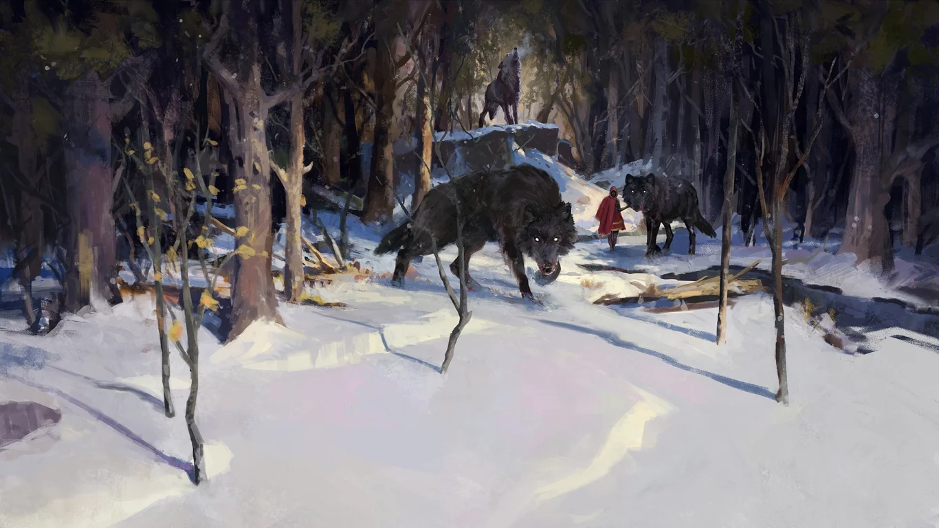 лес, волки