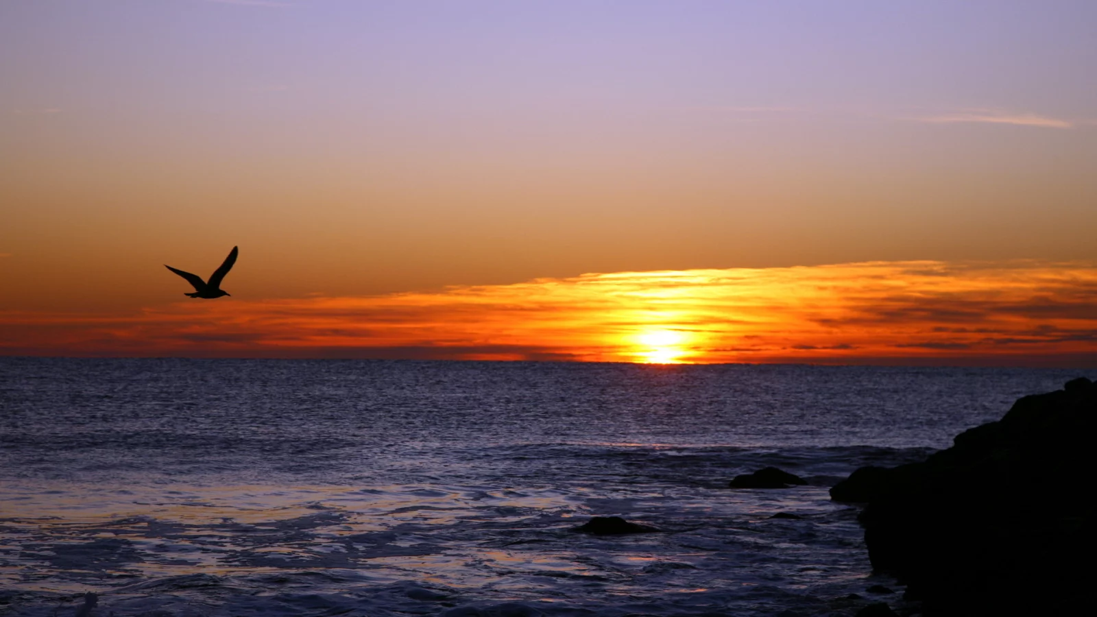 море, облака, закат