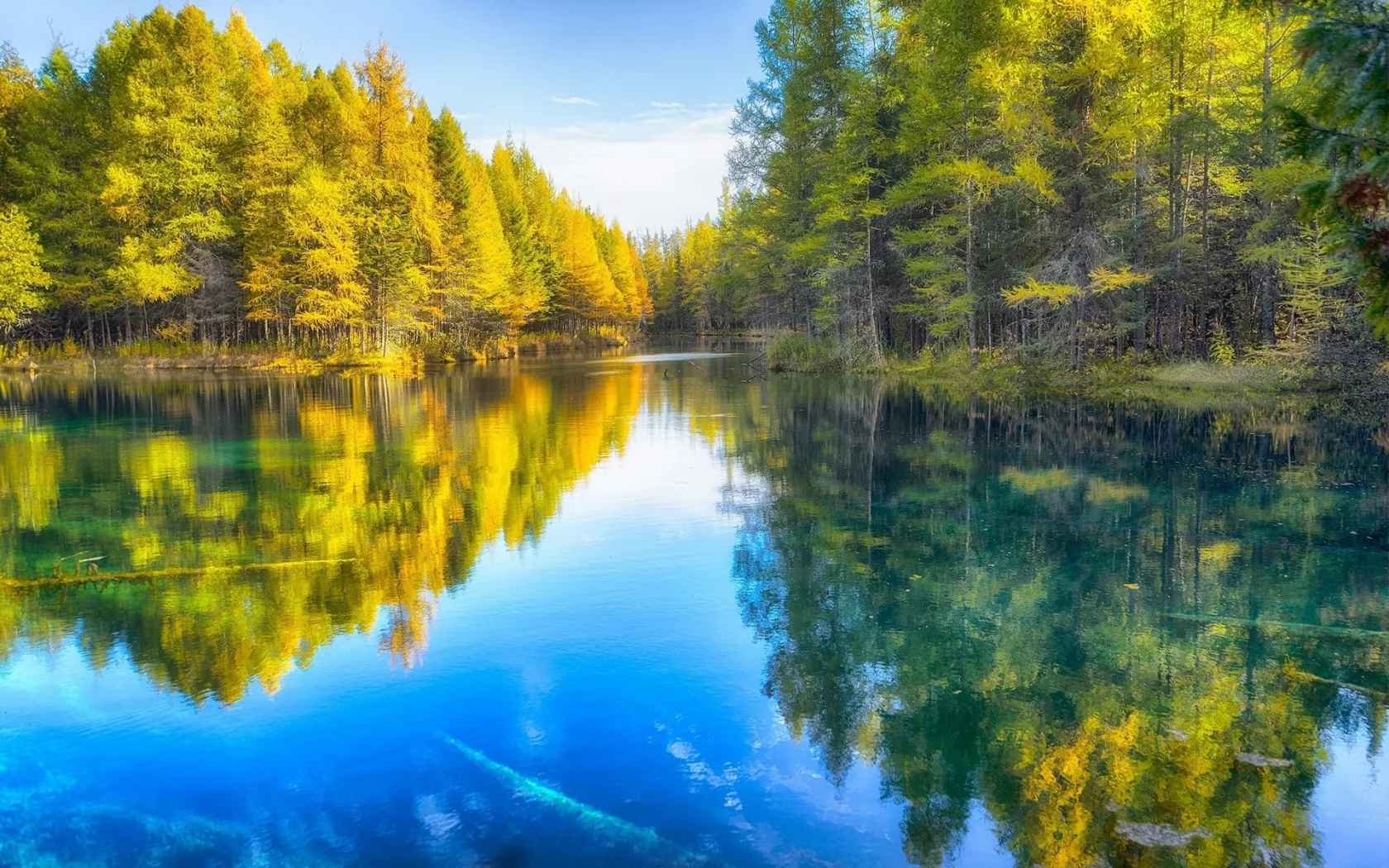 река, лес, осень