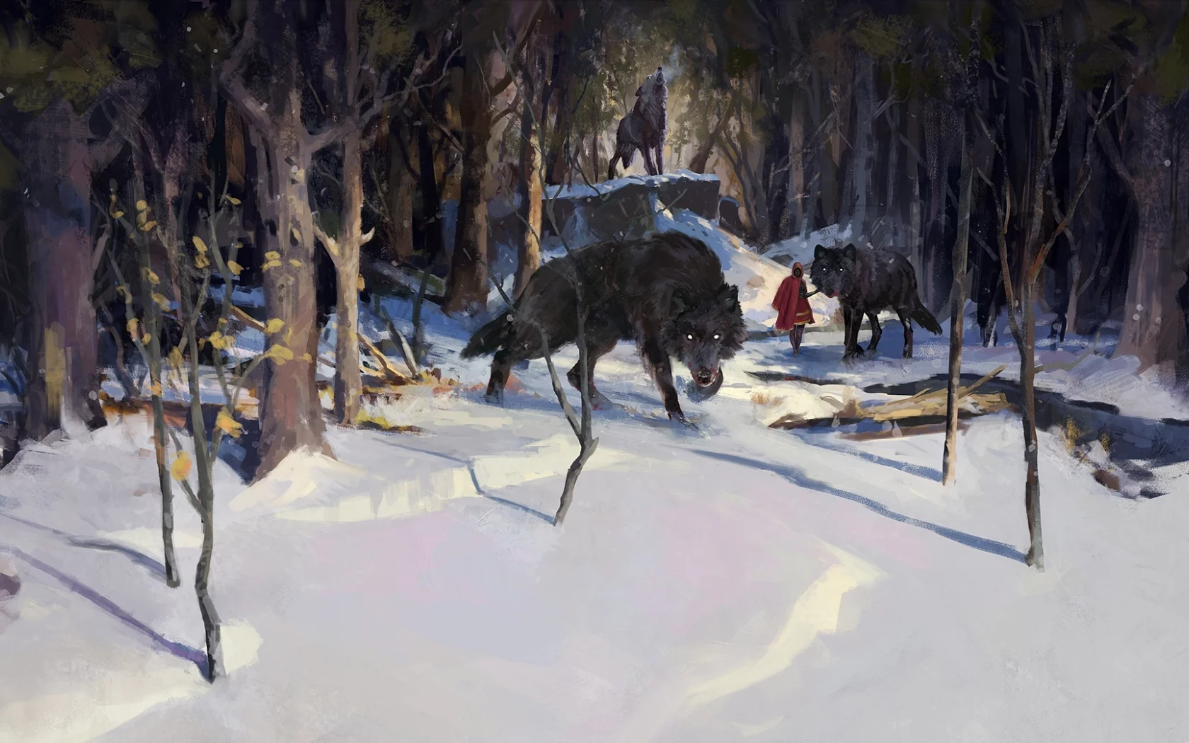 лес, волки