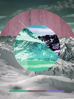 горы, снег, закат