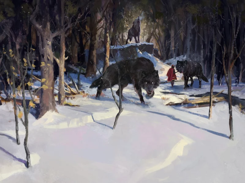 лес, волки
