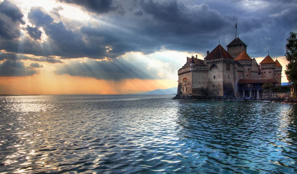 море, замок, бавария