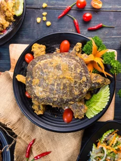 азиатская кухня, салаты, сервировка, черепаха