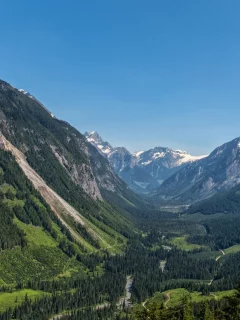 горы, деревья, облака