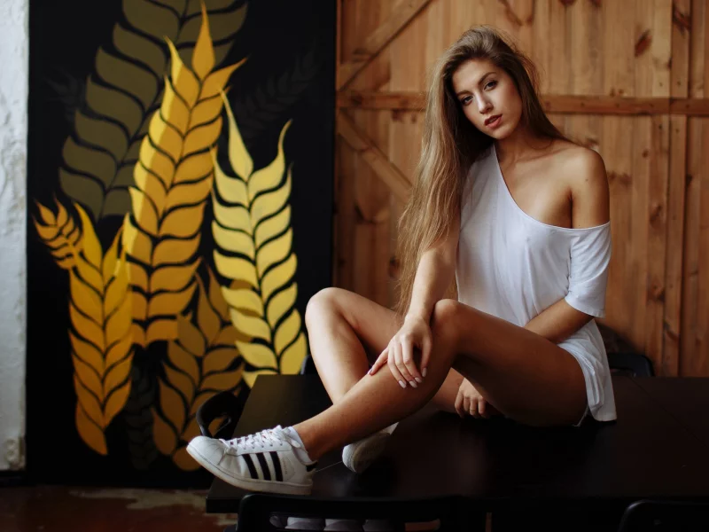 девушка, милая, симпатичная, кроссовки