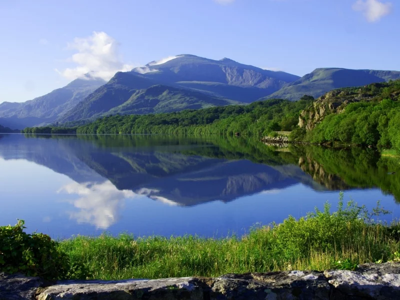 озеро, лес, гора