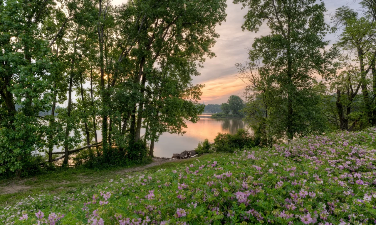 пейзаж, рассвет, вода
