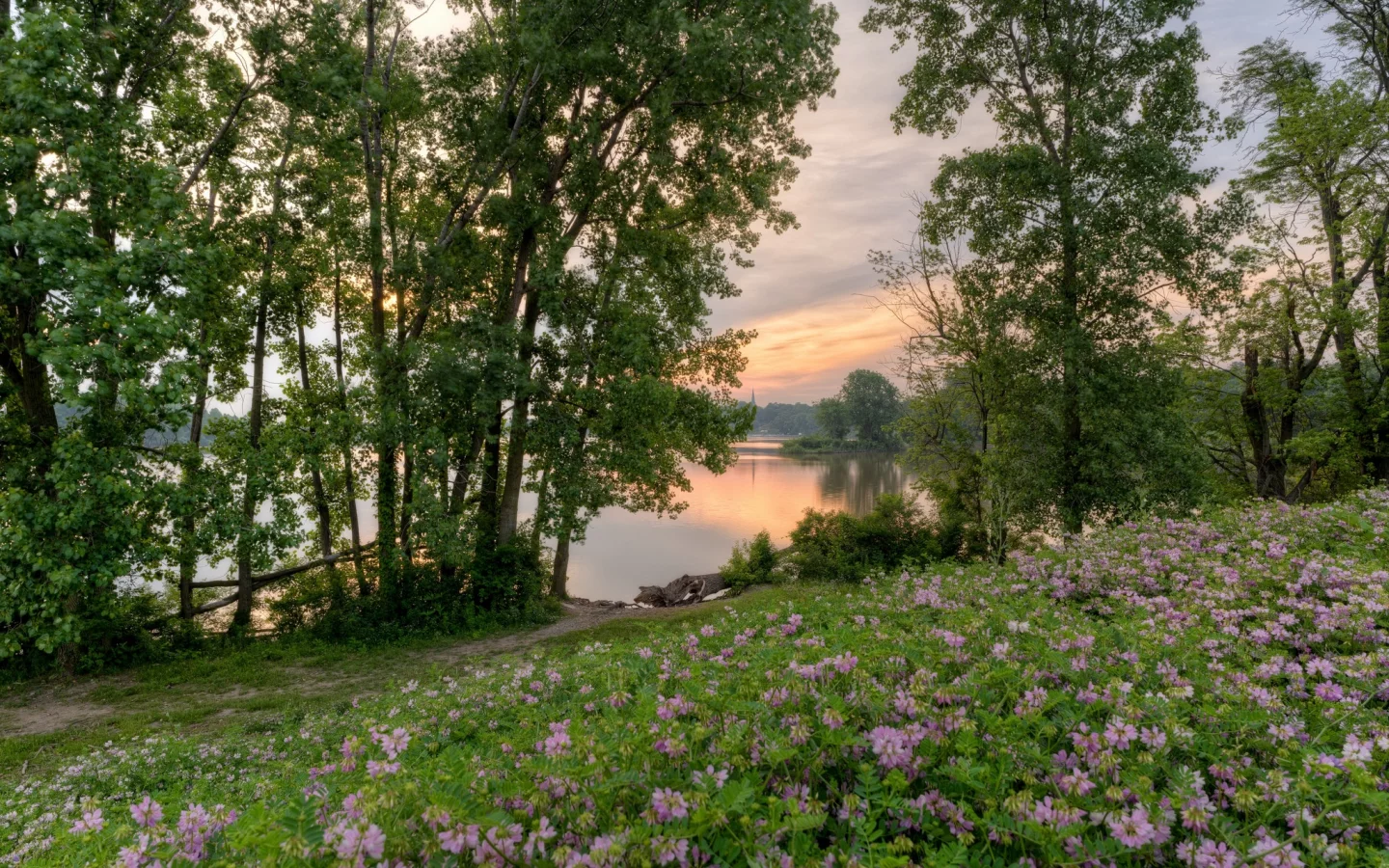 пейзаж, рассвет, вода