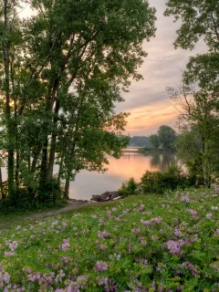 пейзаж, рассвет, вода