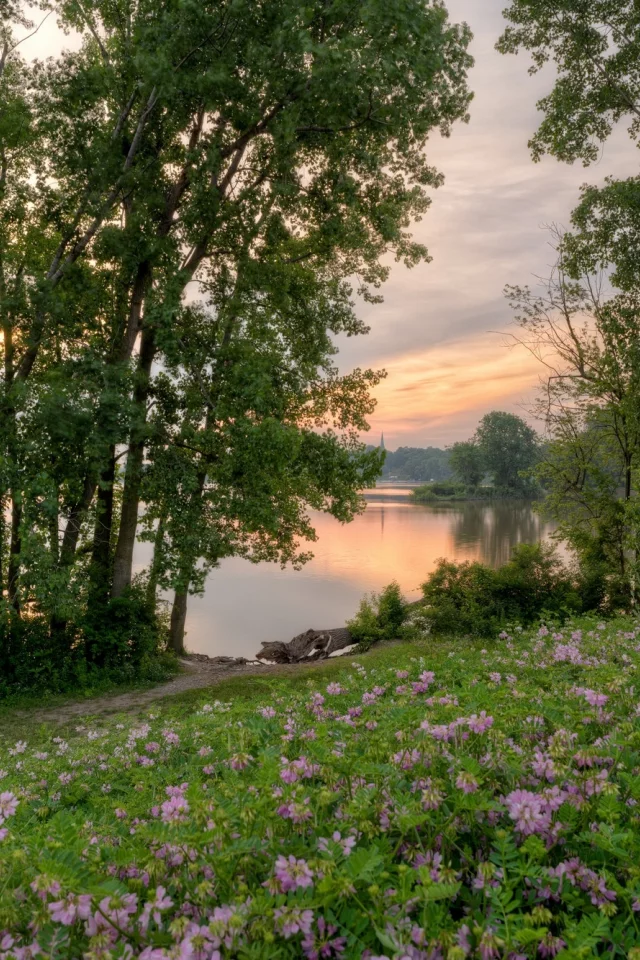 пейзаж, рассвет, вода