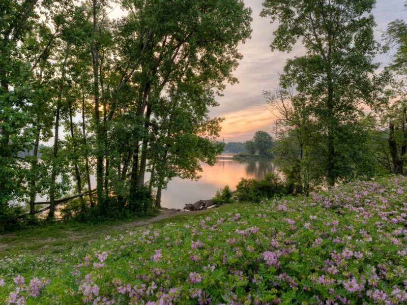 пейзаж, рассвет, вода