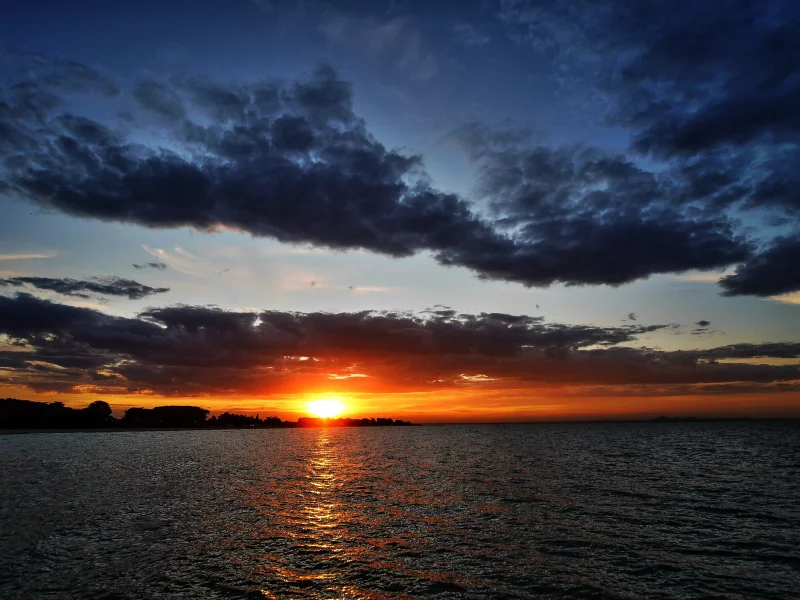 закат, море