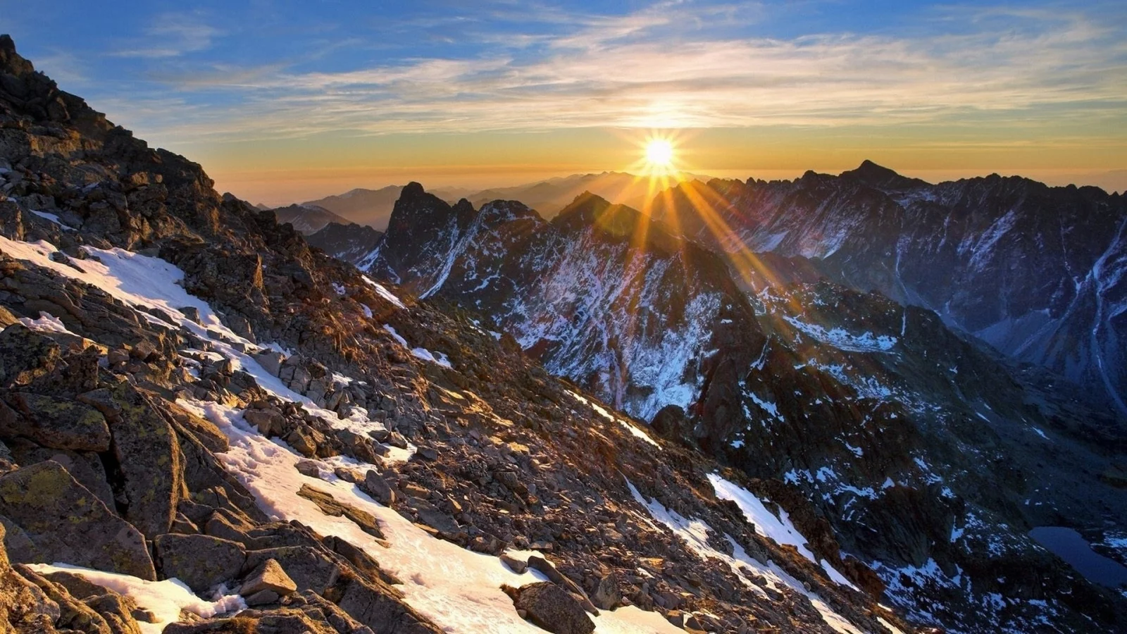 горы, снег, солнце
