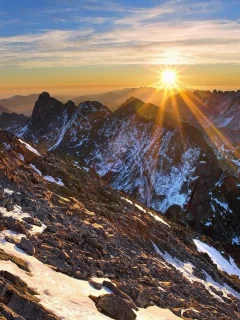 горы, снег, солнце