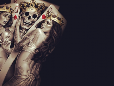 карты, покер, скелет