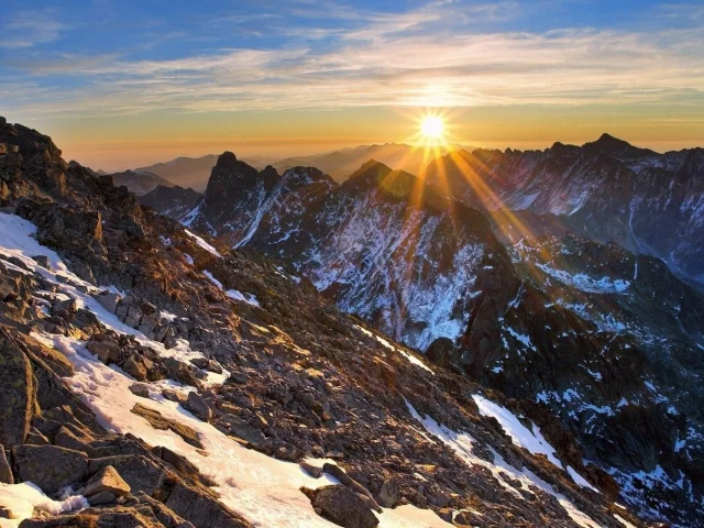 горы, снег, солнце