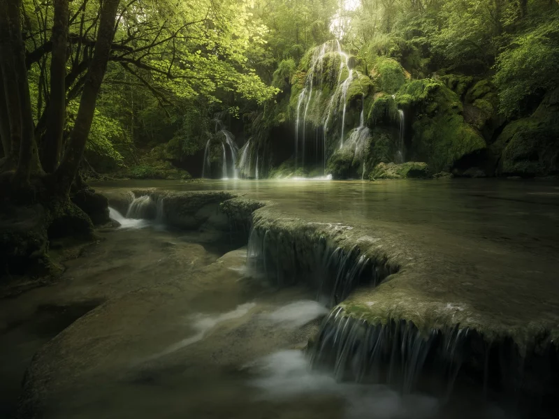 природа, лес, река, водопад