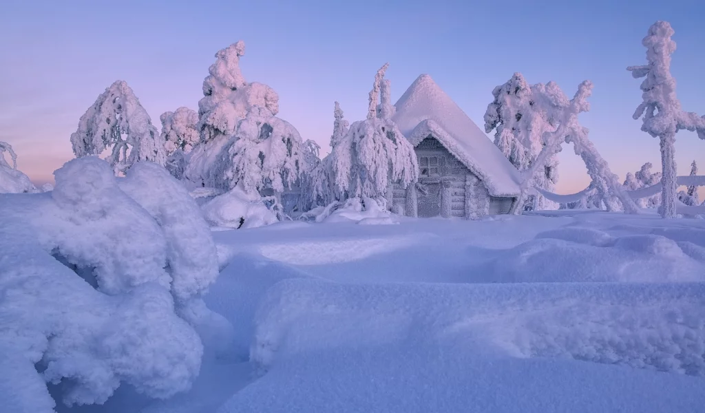 зима, снег, дом