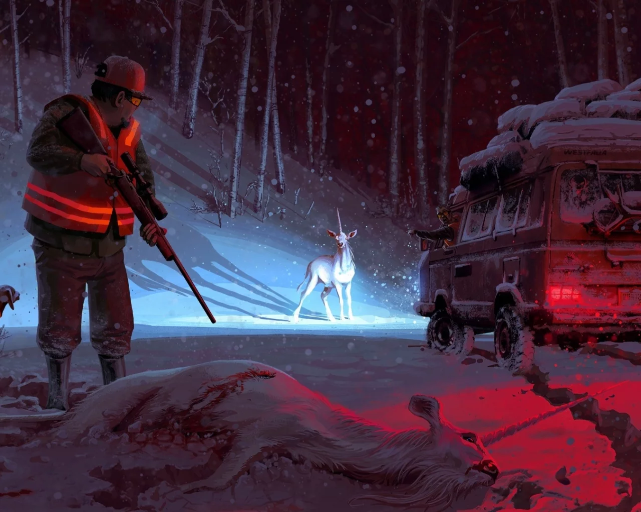 ночь, существа, дедушка, ружьё, охотник