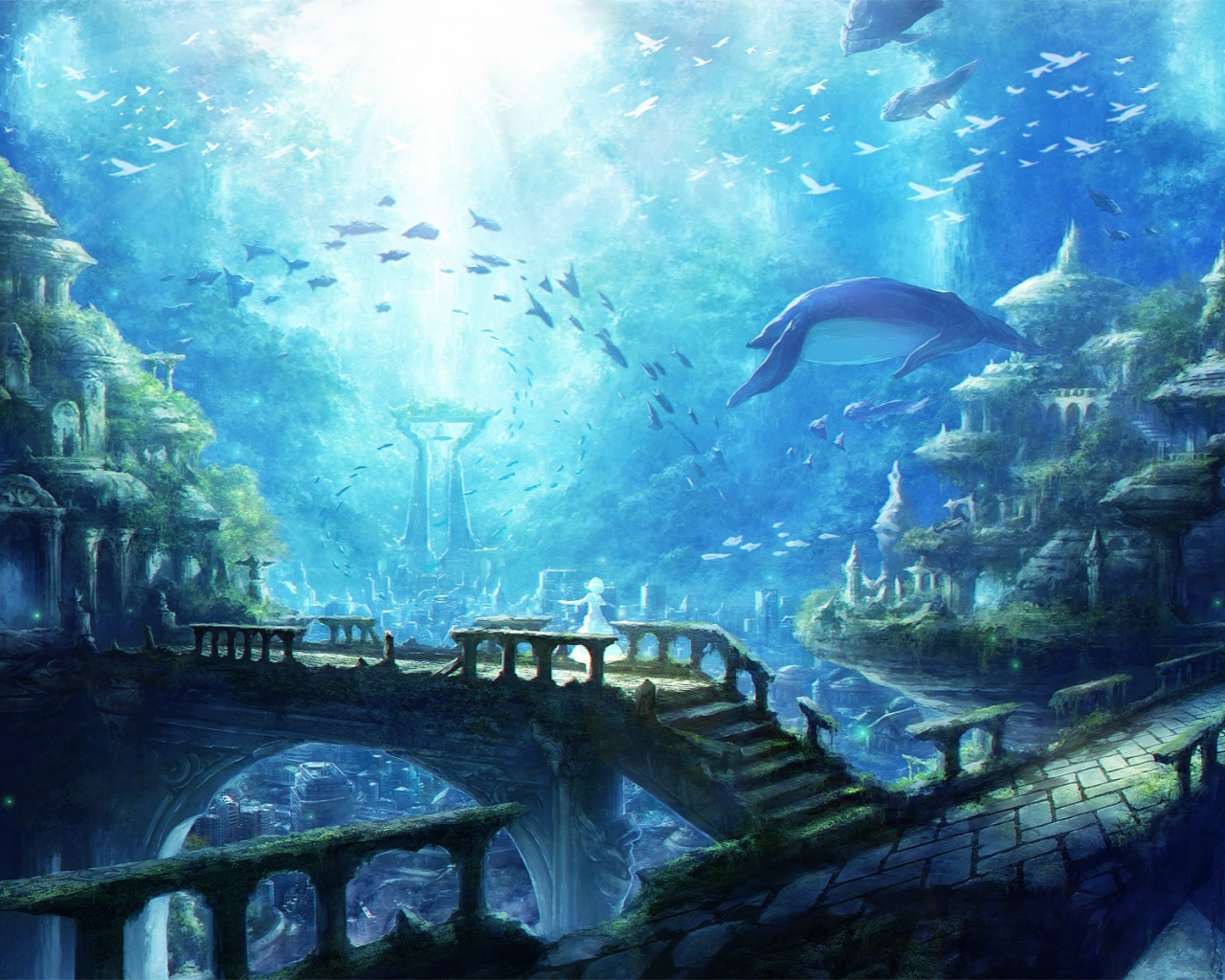 подводный город, рыбы