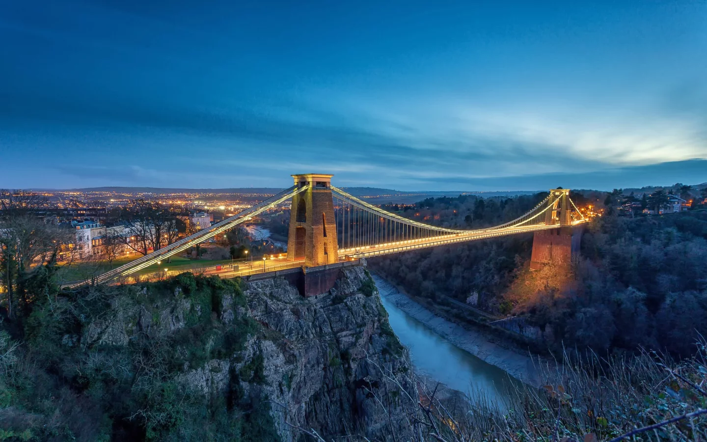clifton suspension bridge dusk, город