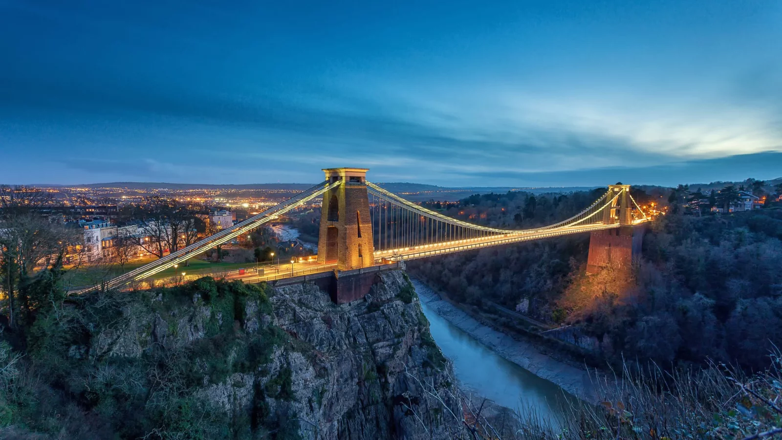 clifton suspension bridge dusk, город