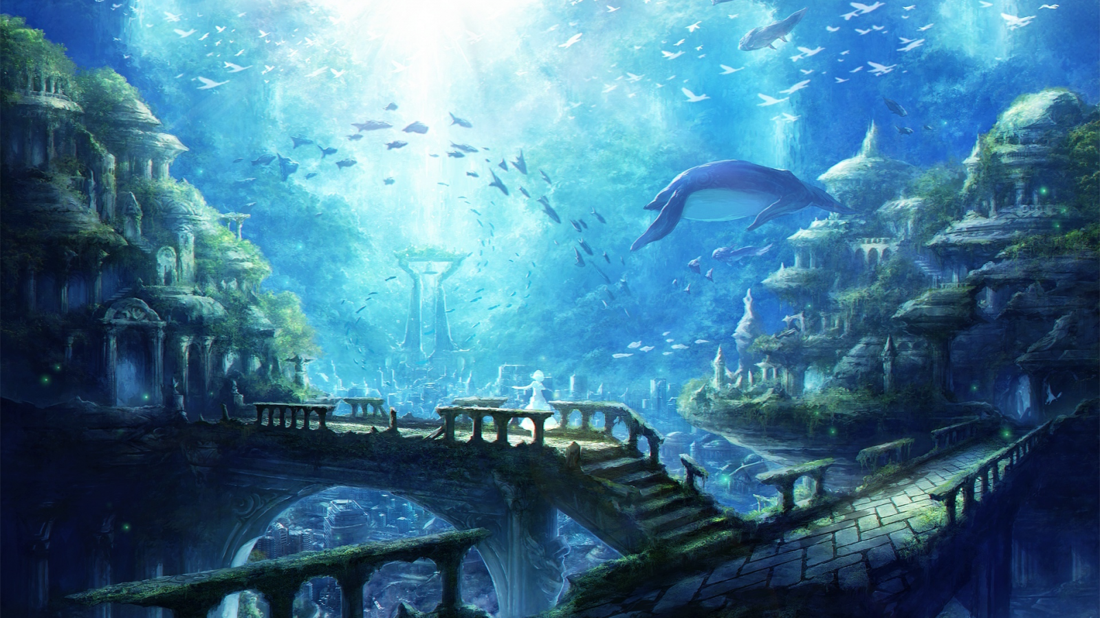 подводный город, рыбы